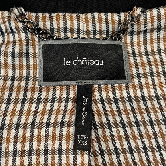 EUC Le Chateau Hooded Trench Coat in Black Size XXS - Picture 9 of 12